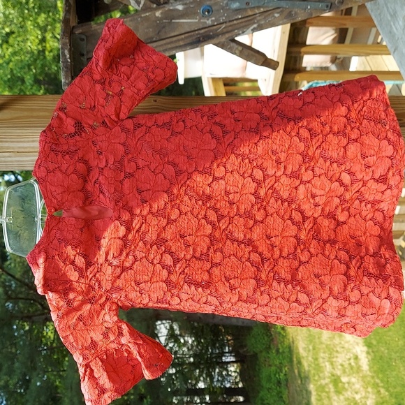Toffee Apple Vintage Red Floral Lace design Bell Sleeve Dress Toddler Sz 3T - Picture 5 of 11